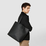 Day tote bag in cachemire leather - black