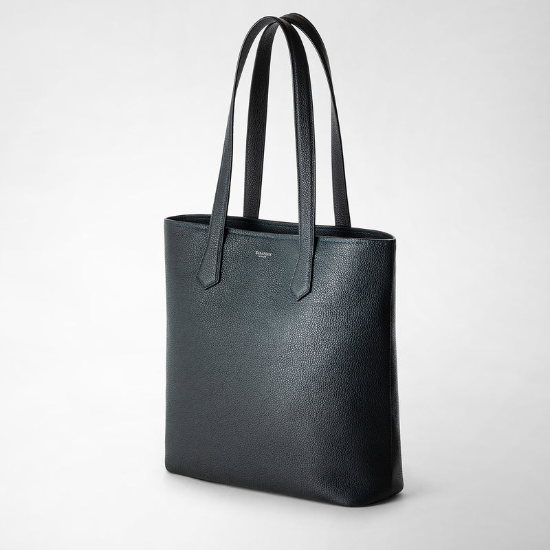 Day tote bag in cachemire leather - navy blue