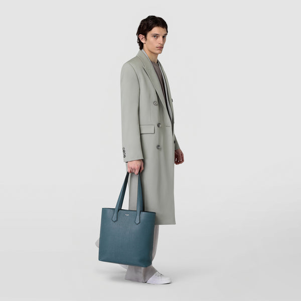 Day tote bag in cachemire leather - denim blue