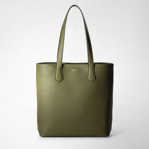 Day tote bag in cachemire leather - olive green