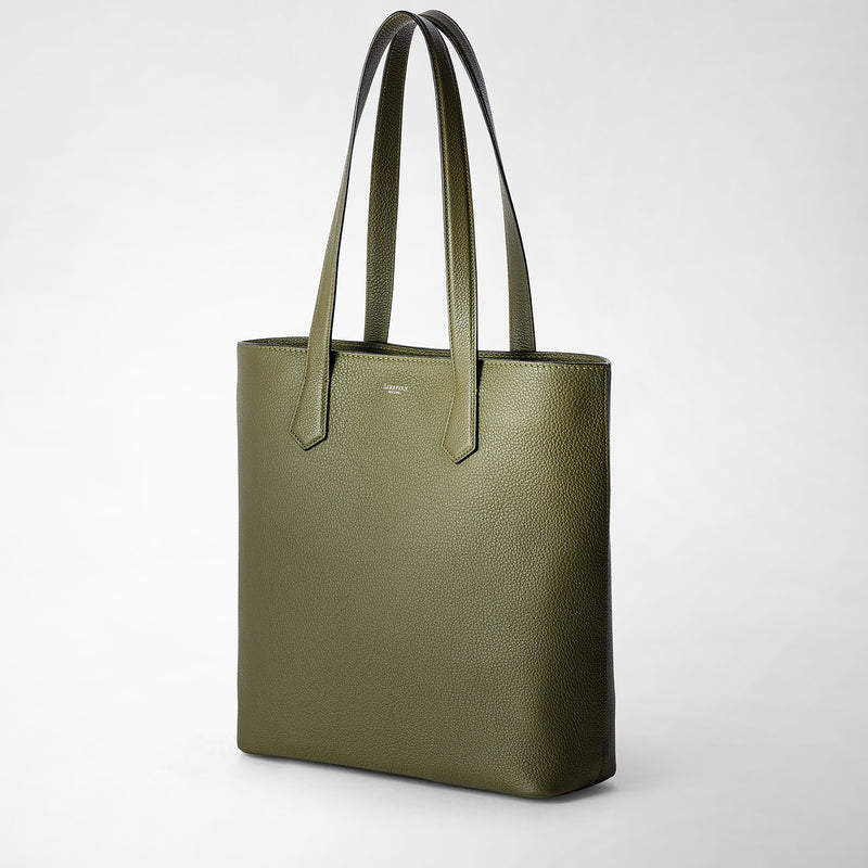 Day tote bag in cachemire leather - olive green