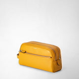 Double zip washbag in cachemire leather - ochre