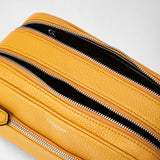 Double zip washbag in cachemire leather - ochre