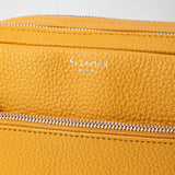 Double zip washbag in cachemire leather - ochre