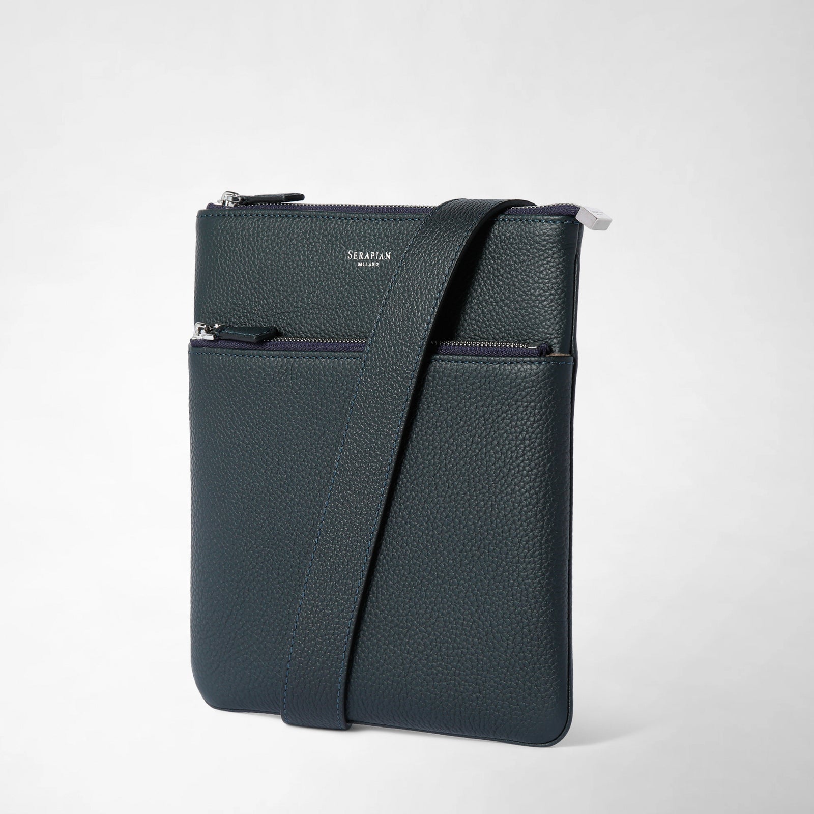 CACHEMIREレザー製フラットメッセンジャーバッグ