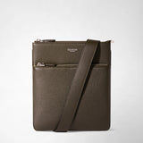 Flat messenger in cachemire leather - espresso