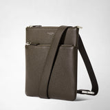 Flat messenger in cachemire leather - espresso