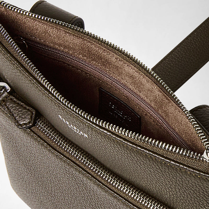 Flat messenger in cachemire leather - espresso