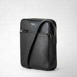 North south crossbody bag in cachemire leather - black
