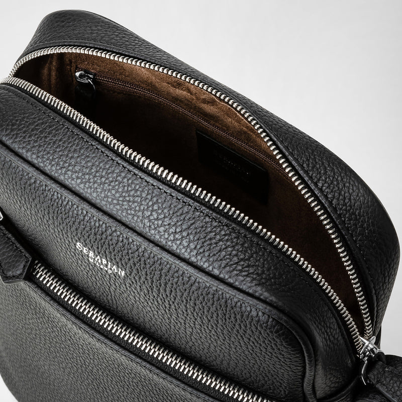 Tracolla north south in pelle cachemire - black