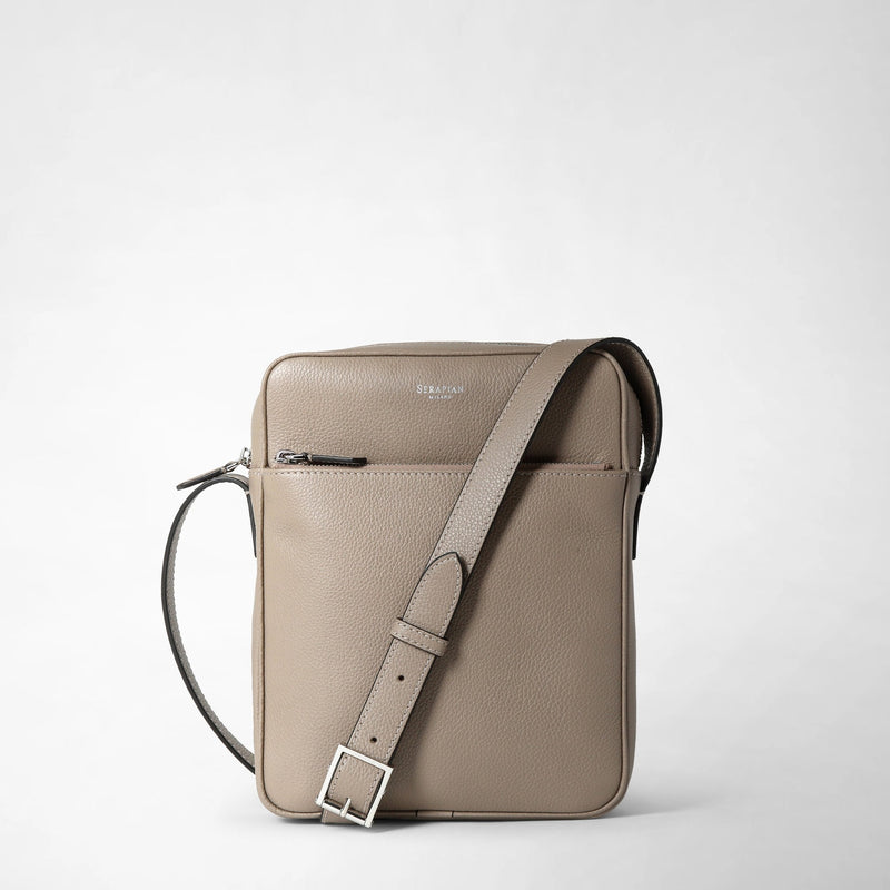 North south crossbody bag in cachemire leather - sahara