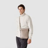 North south crossbody bag in cachemire leather - sahara