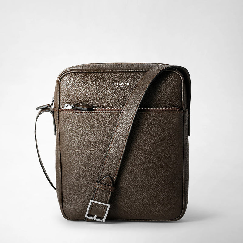 Flat North South Crossbody in Espresso Tumbled Calfskin