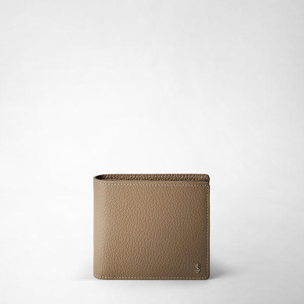 4-card billfold wallet with coin pouch in cachemire leather - beige