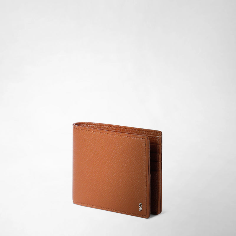 Cachemireレザー製コインポーチ付き4カードビルフォールドウォレット - tobacco