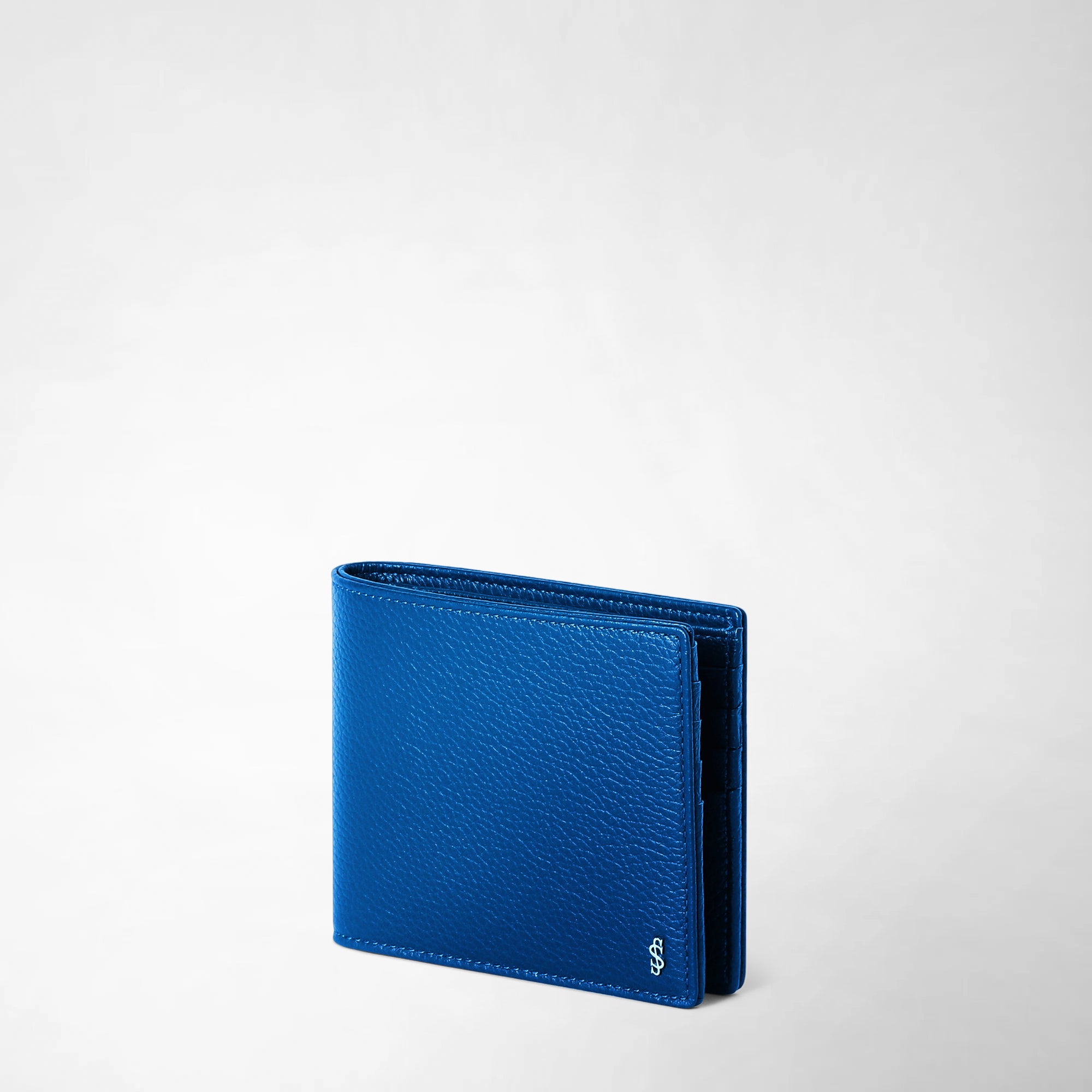 【新品未使用】SERAPIAN 二つ折財布 レザー　ネイビー　定価78,100円 新品未使用】SERAPIAN 二つ折財布 レザー ネイビー 定価78,