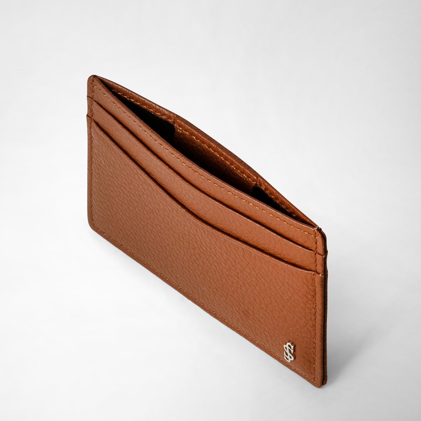 Tobacco 4-Card Holder in Tumbled Calfskin