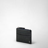 Zip card case in cachemire leather - navy blue
