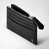 Zip card case in cachemire leather - navy blue