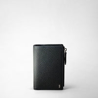 VERTICAL BILLFOLD WITH ZIP IN CACHEMIRE LEATHER Navy Blue
