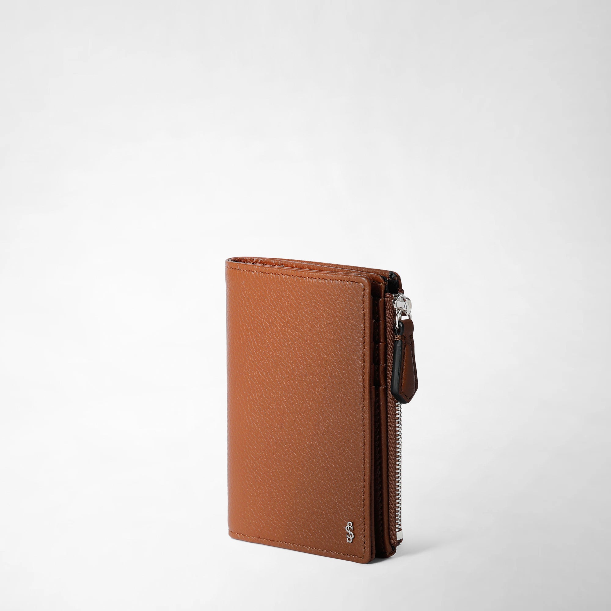 VERTICAL BIFOLD WALLET WITH ZIP IN CACHEMIRE LEATHER
