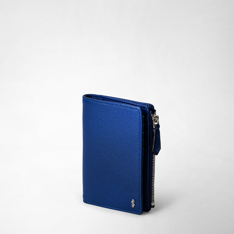 Cachemireレザー製ファスナーverticalビルフォールド - winter blue