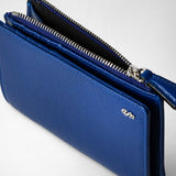 Cachemireレザー製ファスナーverticalビルフォールド - winter blue