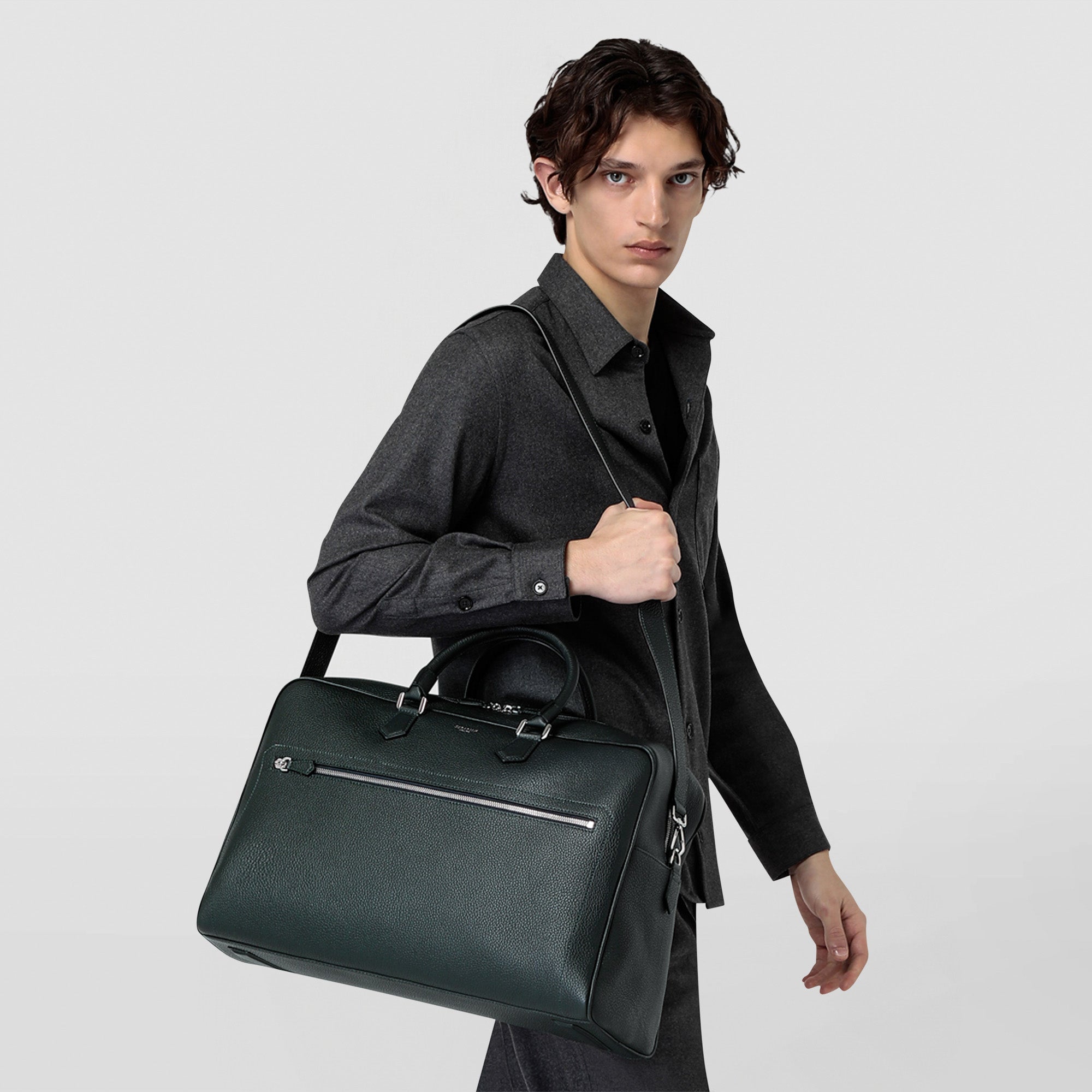 Medium Weekender Navy Blue Italian Tumbled Calfskin
