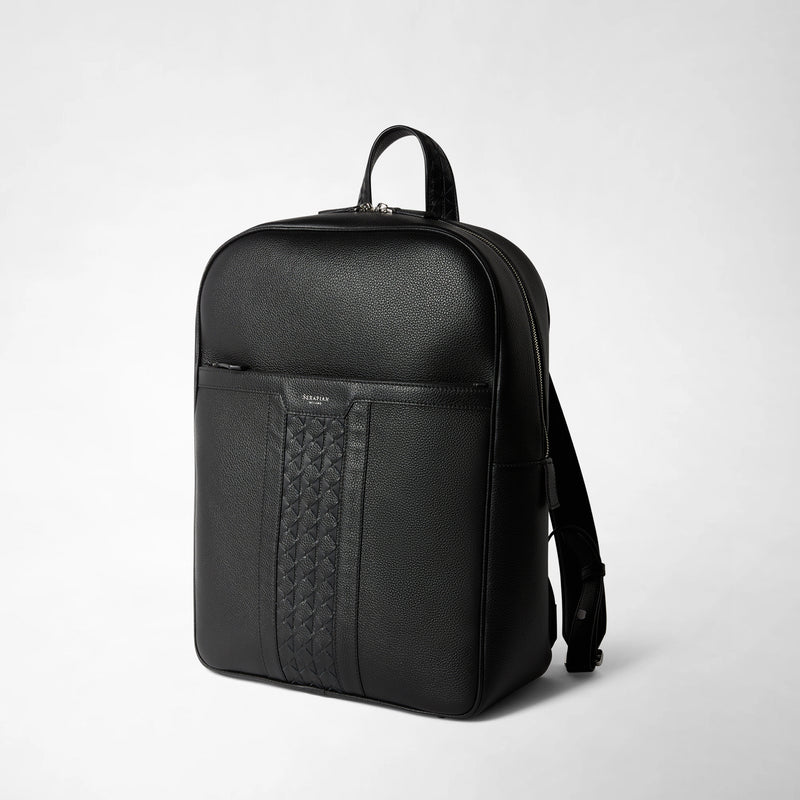 Backpack in cachemire leather and mosaico - black