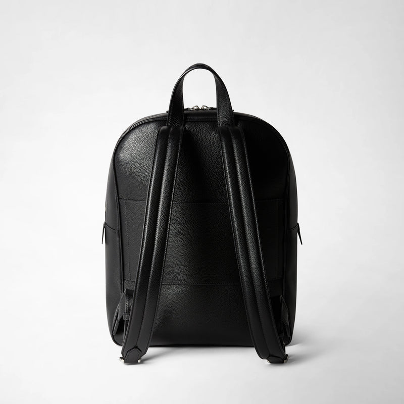 black leather minimalist backpack Serapian - Men