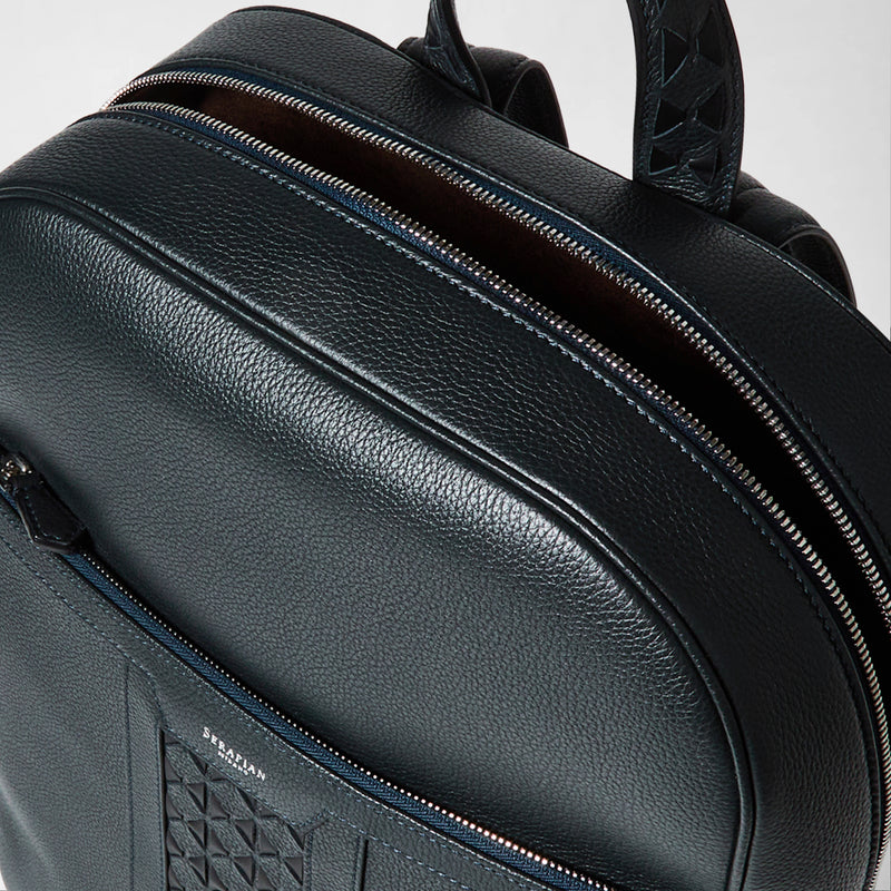Backpack in cachemire leather and mosaico - navy blue