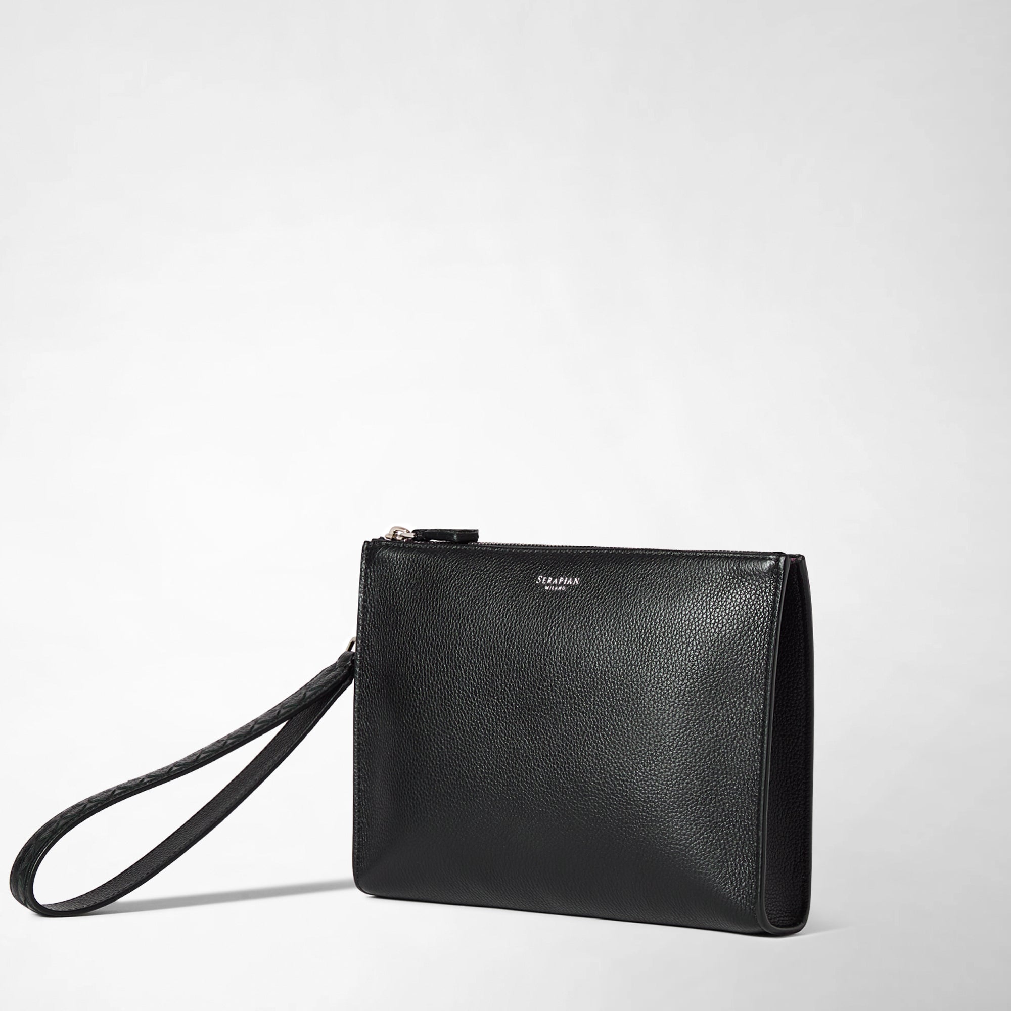 MOSAICOレザー クラッチバッグ ブラック メンズ