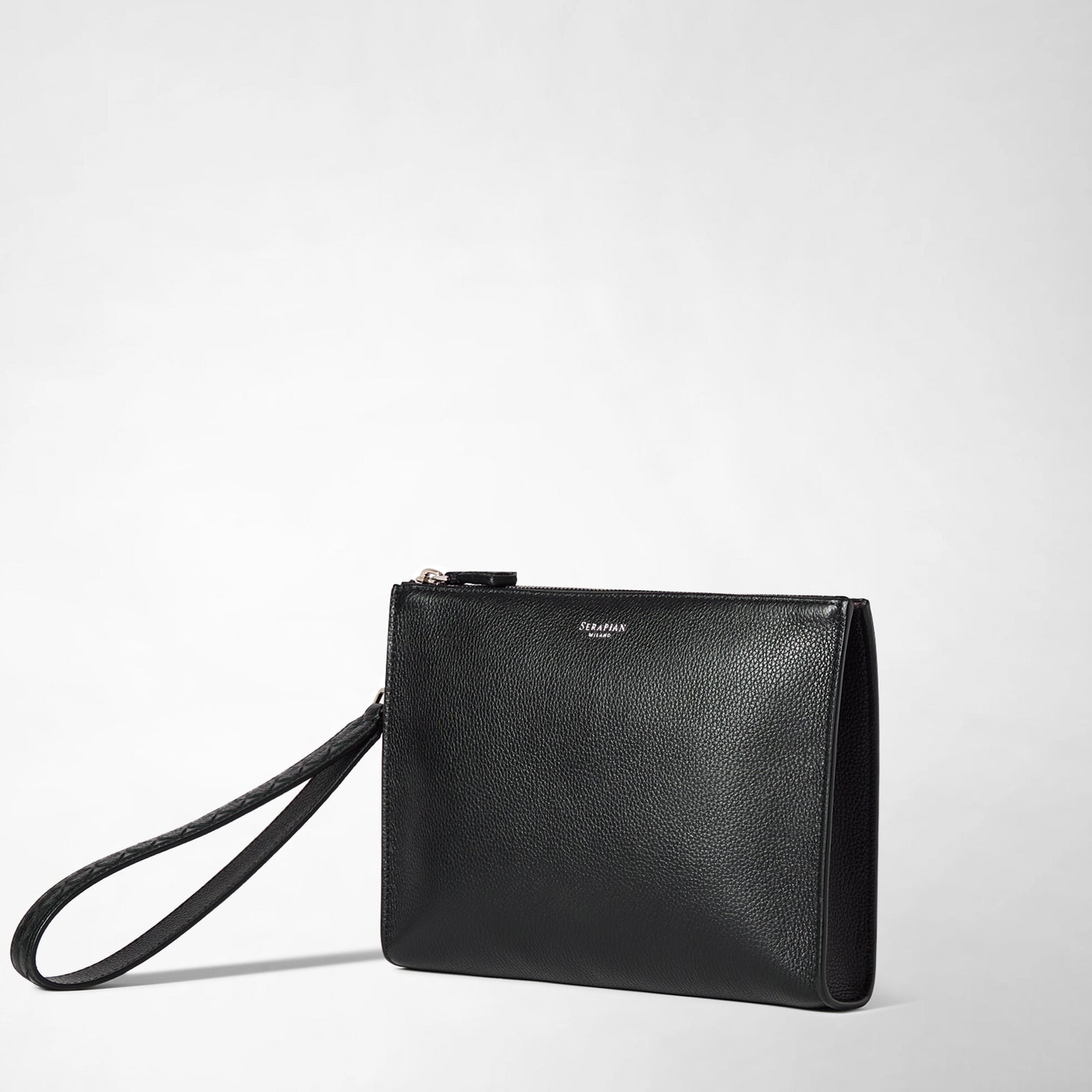 MOSAICOレザー クラッチバッグ ブラック メンズ