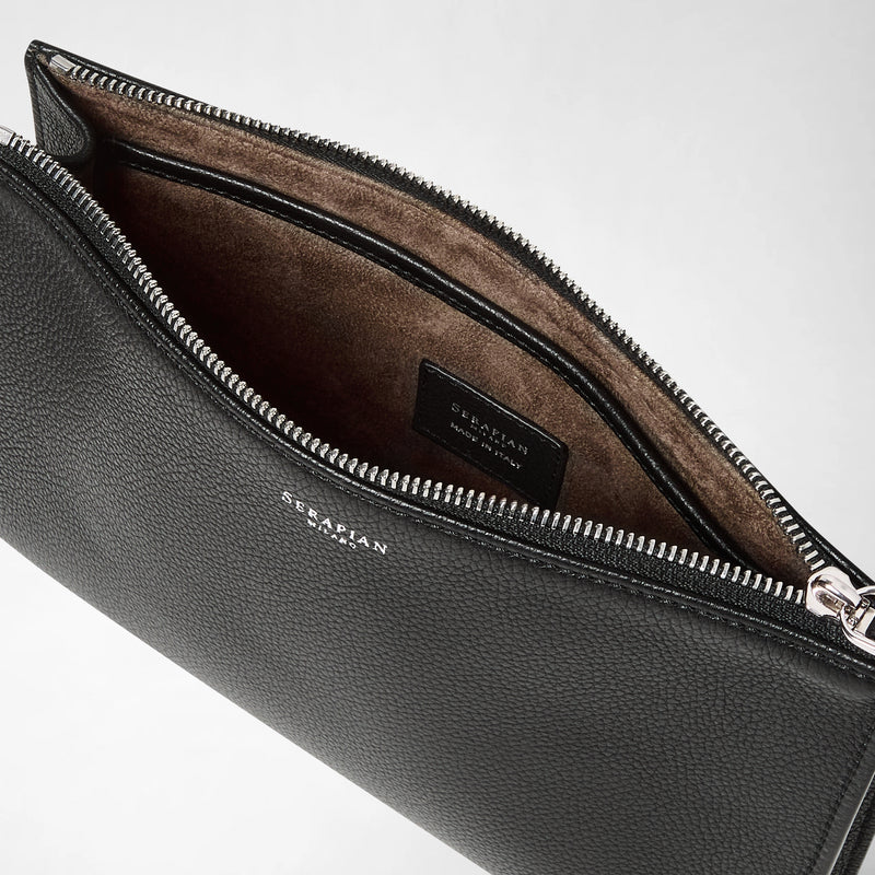 Clutch in cachemire leather and mosaico - black