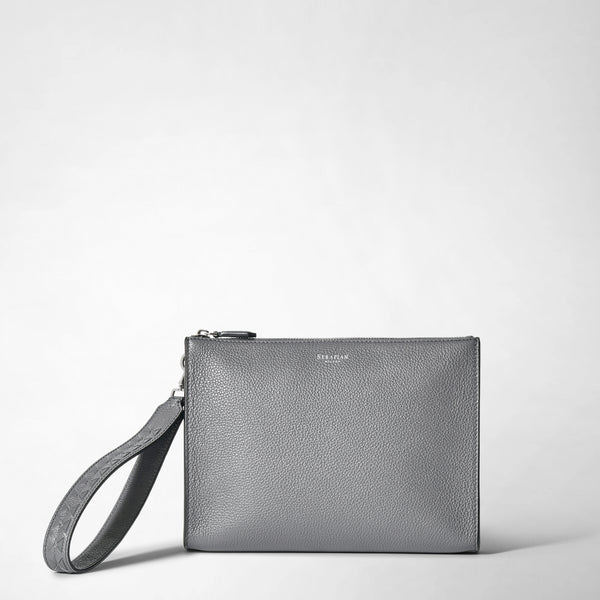 Mens leather clutch bag shadow