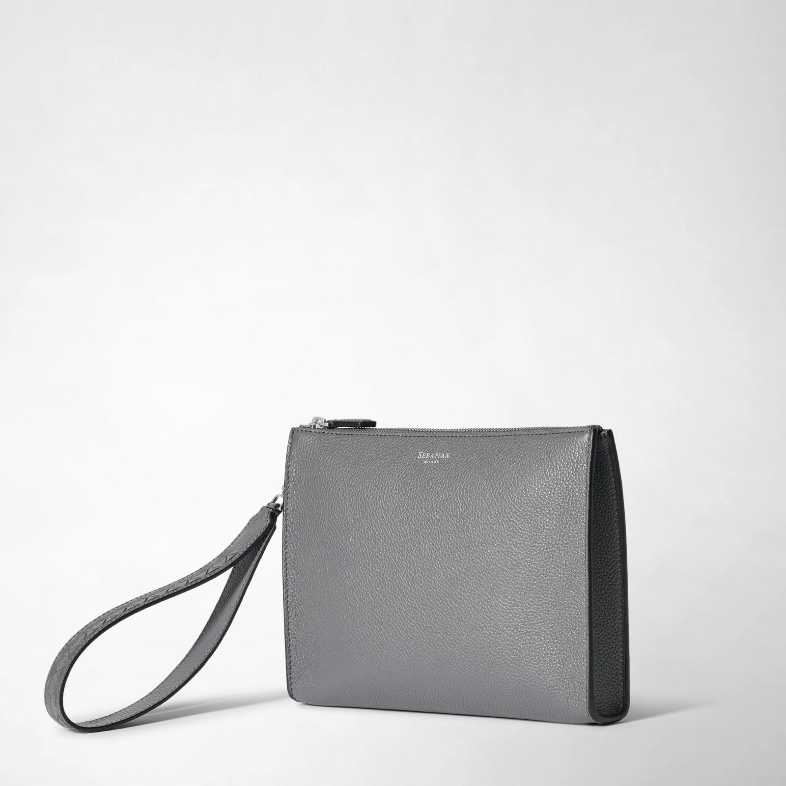 Mens leather clutch bag shadow