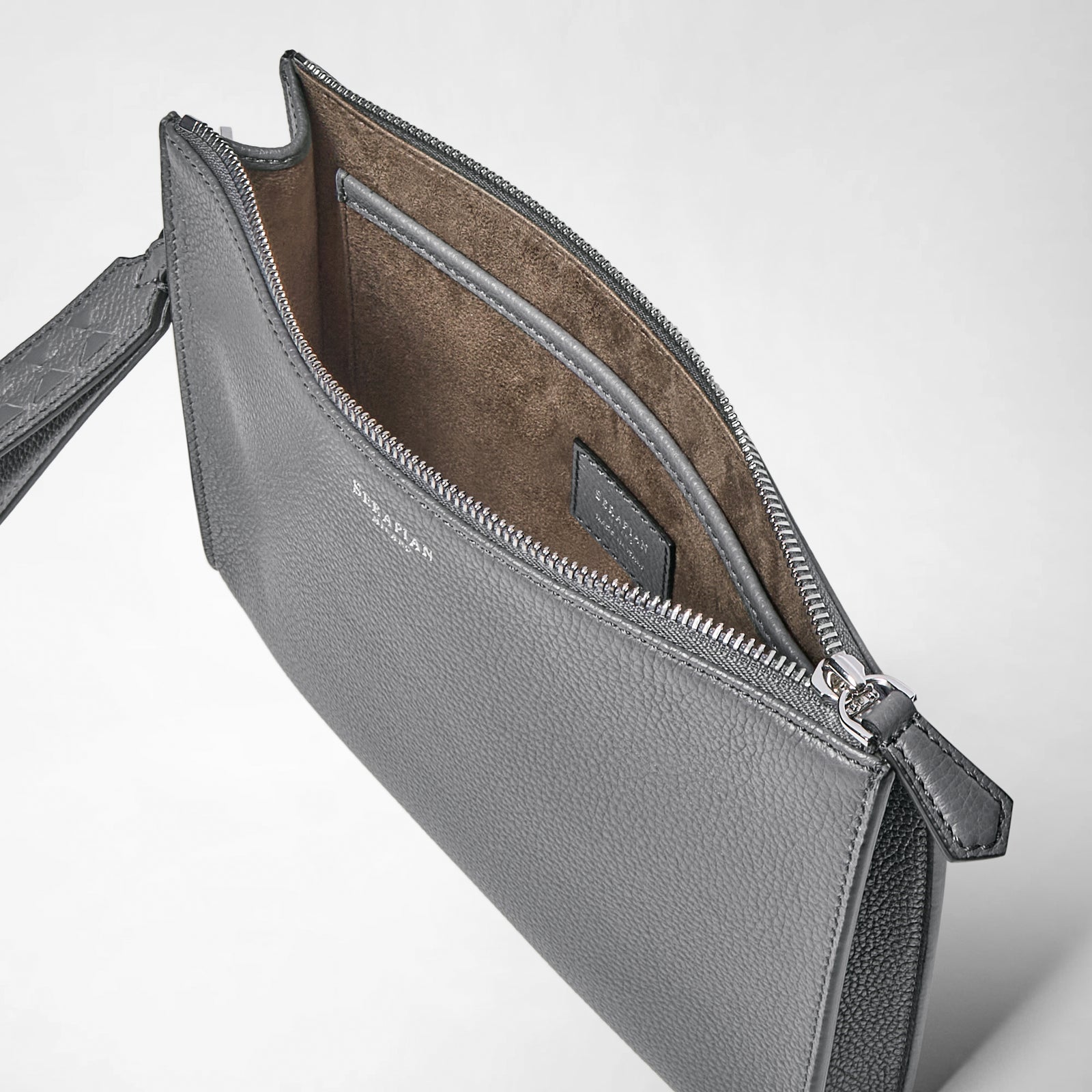 Mens leather clutch bag shadow