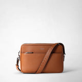 East west crossbody bag in cachemire leather - tobacco