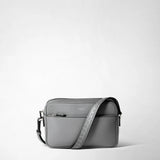 East west messenger in cachemire leather - shadow