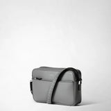 East west messenger in cachemire leather - shadow