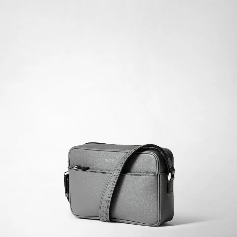 East west messenger in cachemire leather - shadow