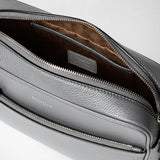 East west messenger in cachemire leather - shadow