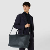 Travel bag in cachemire leather and mosaico - navy blue