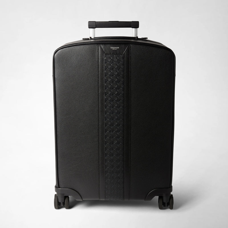 Cabin trolley in cachemire leather and mosaico - black