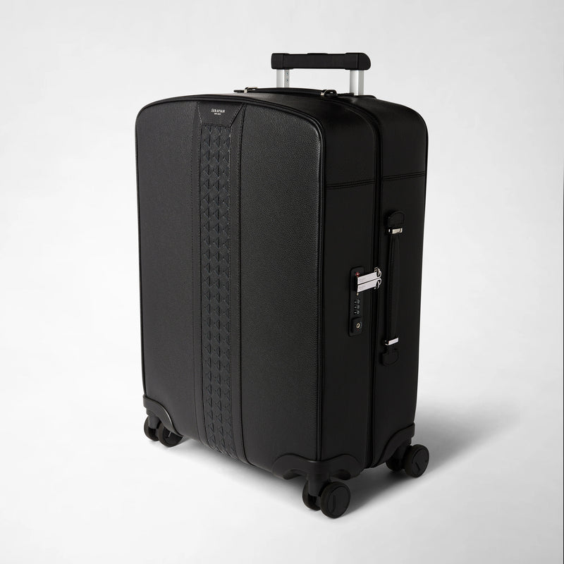 Cabin trolley in cachemire leather and mosaico - black