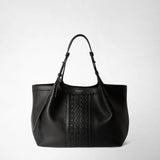 Small secret tote bag in cachemire leather and mosaico - black