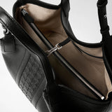 Small secret tote bag in cachemire leather and mosaico - black