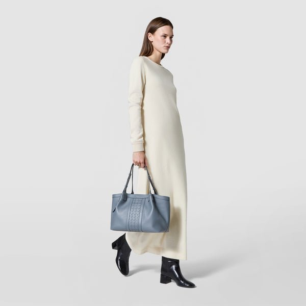 Small secret tote bag in cachemire leather and mosaico - storm
