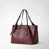 Small secret tote bag in cachemire leather and mosaico - grape
