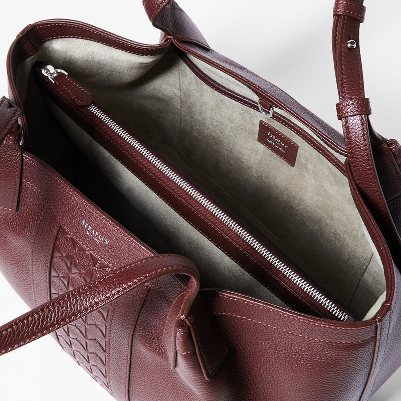 Small secret tote bag in cachemire leather and mosaico - grape